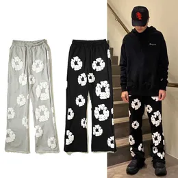 Vintage three-dimensional foam kapok printed embroidery letter micro horn casual pants and sanitary pants