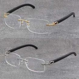 Hela original Black Buffalo Horn Rimless Metal Frame Man Woman Optical White äkta Natural Hor Eyeglasses 18K Gold Frame 82321L