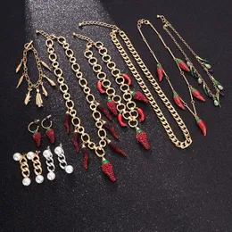 Chokers Red Pepper Necklaces for Women Multilayer Collar Chain Verse Christian Jewelry 18K Gold Choker Plated/Stainless 231007