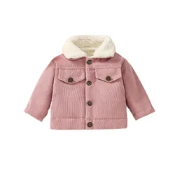 Jaquetas 03y criança menina sólida lapela colar botão design casaco jaqueta para meninas menino bebê crianças primavera inverno crianças quentes outerwear 231007