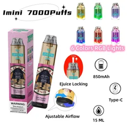 US EU warehouse Original 7000 puffs Disposable Vape Slovakia Sunfire 9000 Electronic Cigarette Vape Pen Rechargeable Airflow Adjustable 15ML 20 Color Device