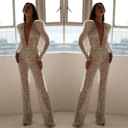 Women's Jumpsuits & Rompers Sparkly Jumpsuit Sexy Elegant Summer Sequin Woman Fashion 2022 Women Exquisite Embroidery Lace Pe2591