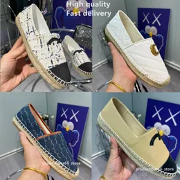 2023 Classic Luxury Designer Lazy Shoes Genuine Leather Women Espadrilles Slip On Loafers shoe Brands Comfortable Canvas Flat Fisherman Shoes channel Zapatos ys