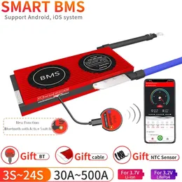 Walkie Talkie Smart BMS 4S LifePo4 Bluetooth Lipo 4S 24S 80A 250A USB UART 태양계 저장 배터리 밸런스 DE BATERIA 231007