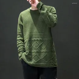 Мужские свитера, мужской повседневный свитер в японском стиле, однотонный однотонный свитер для молодых мужчин, осень-зима, свободный вязаный пуловер с круглым вырезом, низ