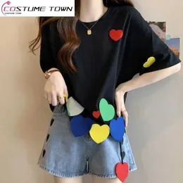 سروال من قطعتين للسيدات من الأكمام القصيرة Tshirt Third Think Thread Denim Shorts Elegant Set Summer Thosdits Love Decoration Story