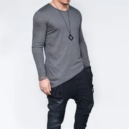 Männer T-Shirts Moomphya 2021 Männer Hip Hop Langarm T-shirt Asymmetrische Longline Saum T-shirt T-shirt Streetwear Tops Lustige S240e