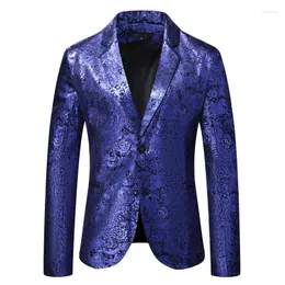 Мужские костюмы, мужской синий смокинг с цветочным принтом, куртка с узором Пейсли Нотч, стильный костюм с лацканами, пиджак, мужской свадебный ужин, костюм для выпускного вечера, Homme XXL