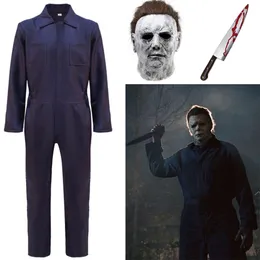 Michael Myers Cosplay Costume Mask Kniv Vuxen Scary Party Costume Props Navy Jumpsuit Halloween Costume For Men Womencosplay