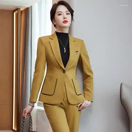 Women's Two Piece Pants Autumn Winter Formal Professional Office Work Wear Suits With And Jackets Coat Business Pantsuits Trousers Set