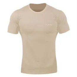 Rashgard Dry Fit Men Running Shirts Short Sleeve Sport Shirt Men 운동 타이트 압축 Top Tees Cotton Gym Sportswear215d