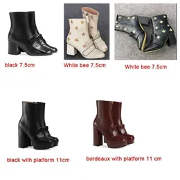 Damenstiefel Designer-Plateau-Stiefelette mit Fransen Schneestiefel Marmont Booties High Heels Bee Boot Echtleder Winterschuhe EU42 NO29