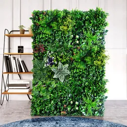 装飾的な花人工植物ラタンフェイクパネル芝生シミュレーション20x20INグリーンリーフグラスメッシュグリルウォールデコレーション屋外屋内