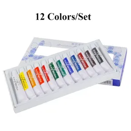 Pennelli per unghie 12 colori Tubo vernice acrilica Set di colori Pittura artistica Pigmento per strumenti da disegno su tessuto Fai da te 231007