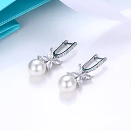 S925 Sterling Silver Love Clover Projektantki Kolczyki dla kobiet luksusowe marka pełna diament ol zaręczyny urok Pearl Ears Pierścień kolczyka biżuteria