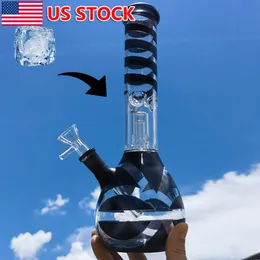 10,6 polegadas Black Stripe Hookah Bong de vidro pesado para fumar cachimbo de água com tigela