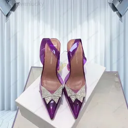 amina muaddi Luxury Designer sandals New clear Begum Glass Pvc Crystal Transparent Slingback Sandal Heel Pumps 100mm Green Purple crystal-embellished pumps shoes