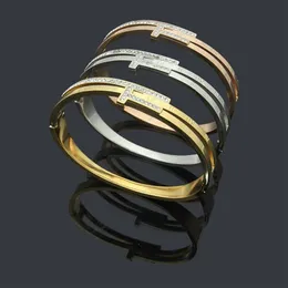 Designer Gold Bangle Kvinnor rostfritt stål rosa droppolja frostade armband män mode lyxsmycken valentin'276o