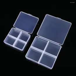 Förvaringslådor 4 rutnät Transparent Box Classic Jewel Case Girls Headrope Earring Ring Container Plastklistermärke