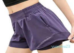 Solto yoga calças de bolso curto das mulheres correndo shorts outfit senhoras casual seco ginásio esportes meninas exercício fitness