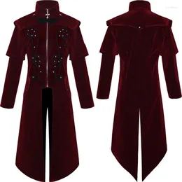 Men's Suits Medieval European Castle Vampire Devil Red Coat Trench Cosplay Costume Middle Ages Victorian Court Nobles Clothes