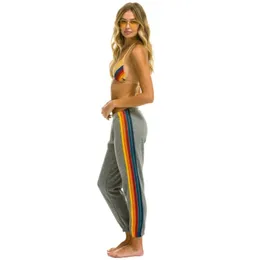 2023 frauen Cargo Hose Hosen Frauen Regenbogen Damen Paar Herbst Winter Sport Beiläufige Gestrickte Hosen Mode Streetwear Kleidung Kleidung