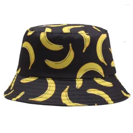 Berets Panama Eimer Hut Männer Frauen Sommer Kappe Banana Print Bob Hip Hop Gorros Angeln Fischer Sonne