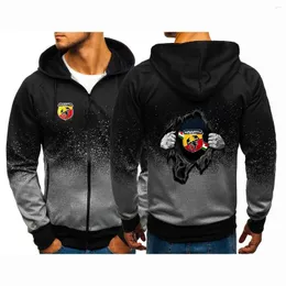 رجال الرجال الربيع الخريف Abarth Logo Print Zipper Jackets Man Sweatshirts معاطف ألوان متدرجة غير رسمية