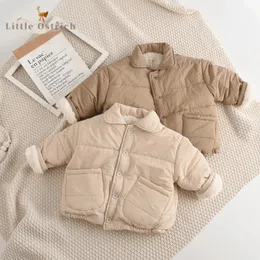Para baixo casaco bebê menina menino velo dentro jaqueta inverno criança criança grossa algodão acolchoado único breasted outwear roupas 12m5y 231007