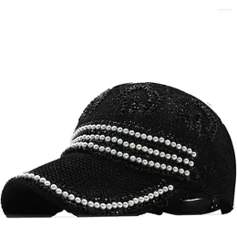 Бейсбольные кепки, женская бейсболка, блестящая вязаная сетчатая кепка со стразами, женская блестящая украшенная кристаллами модная дышащая солнцезащитная кепка для девочек