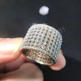 Fullt mousserande kubiska zirkoniumbred ringar för kvinnor mode lyxiga bröllopband fingertillbehör Stylishringar smycken
