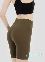 Pantaloncini lunghi da bici da yoga da donna a vita alta tinta unita a prova di squat allenamento fitness pantaloncini atletici palestra corsa