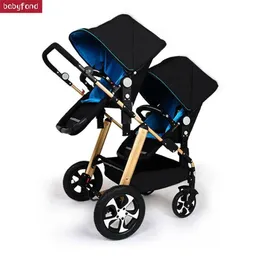 Ru Ship Детская коляска для близнецов, черная легкая детская коляска, многофункциональная коляска для детей, первая двойная коляска 195V