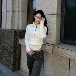 Deeptown Vintage White Half-Zip Knitted white turtleneck sweater ...