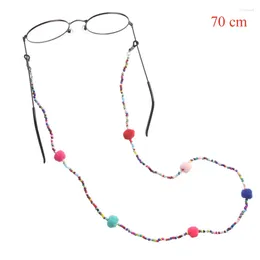 Fashion Accessories 70 Cm Charm Pompon Ball Colorful Beaded Eyeglass Eyewears Sunglasses Reading Glasses Chain Cord Holder Neck Strap Rope
