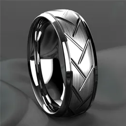 Bröllopsringar Fashion Mens Silver Color Svart Rostfritt stål Ring Groove Multi-Facettered Ring For Men Women Engagement Ring Anniversary Gift 231007