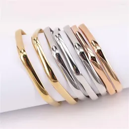 Bangle clássico pulseira de aço inoxidável recomendação 7 peças/set grupo presente de casamento para mulheres exagerar tamanho grande 65mm lh1181