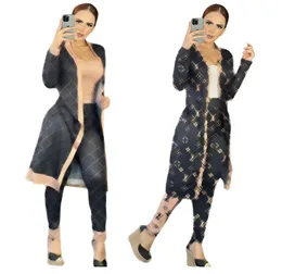Женский спортивный костюм 2023, осенне-зимний модный принт, брюки с длинными рукавами, женский комплект из двух предметов, дизайнерский брендовый женский комплект