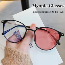 Sunglasses Anti Blue Light Color Changing Near Sight Glasses Fashion Trend Women Men Pochromic Optical Myopia Eyeglasses