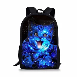 Printed starry sky cat pattern children's backpack, fantasy horse children's daily backpack, elementary school students' funny backpack 231008