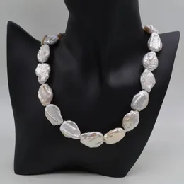 Chokers White Baroque Necklace Natural Coin Drop Shape Pearl Necklace Design Exaggerated Women Necklaces Mom Gifts 231007