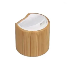 Lagringsflaskor 20/410 24/410 28/410 Bambu Disc Cap Eco Natural Wood Lock Cosmetic Lotion Shampoo Dusch Gel Top