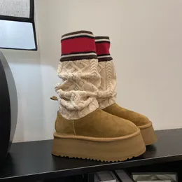 Clássico suéter carta botas altas designer feminino inverno empilhamento bota moda quente austrália sobre o joelho plataforma botas de neve 2023