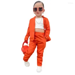 Clothing Sets 1-8Years Toddler Kids Girls Blazer Clothes Long Sleeve Coat Pants School Custome Children Suits For Girl 2023