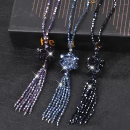 Pendant Necklaces Faux Crystal Necklace Stylish Women Rhinestone Sweater Long Elegant Sparkling Jewelry Gift