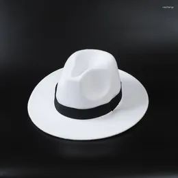 Geniş Memlu Şapkalar Kış Fedoras Şapka Erkekler Klasik Caz Disket Kadınlar Hissetti Beyaz Parti için Günlük Fedora Panama Kapağı