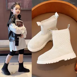 Botlar çocuklar orta tüp 2023 Sonbahar Nefes Alabilir Sıradan Tide Girls Sockks Ayakkabı İngiliz Stili 27-37