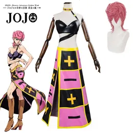 Anime trish una cosplay jojos bisarra äventyr cosplay kostym peruk kjol uniform halloween karneval party dräkt för womencosplay