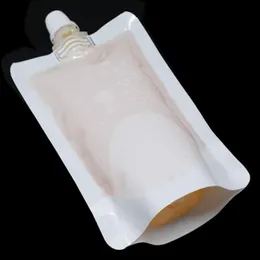 8 12cm 100ml 100pcs Lot Beyaz Boş Boş Doyback Spout Paketi Çanta İçme Depolama Standı Spout Pe Plastik Kese Jöle Suyu Cep281b
