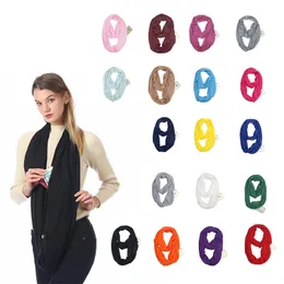 Män kvinnor damer cirkel slinga halsduk termisk aktiv oändlighet halsduk med dold dragkedja byte cabriolet sjalvän gåva